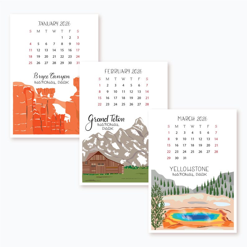 2026 - 2027 National Parks Desk Calendar, Outdoor, Nature Calendar