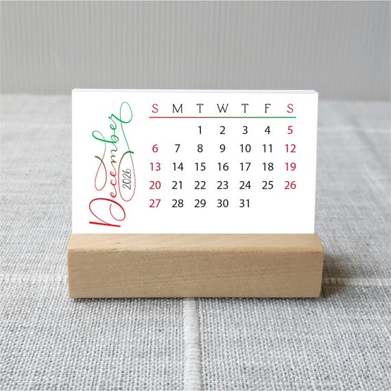 Mini Desk Calendar 2026 - 2027 : Choose Start Month, Birch Stand