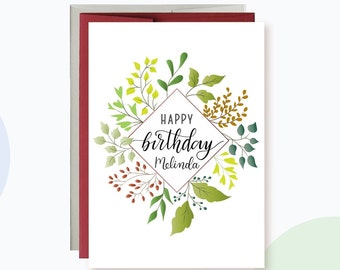 Personalized Birthday card for Her, Pretty Birthday Card, Flower Birthday Card, Birthday Card For Mom, Cute Birthday Card