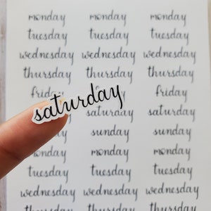 Days of the week Stickers, Black Print, Gold Foil, Rose Gold Foil, Silver Foil, Journal stickers, Calligraphy Academic Planner Sticker, BuJo