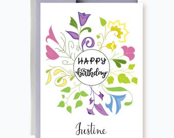 Birthday Card For Mom, Floral Birthday Card, Pretty Birthday Card, Best Friend Card, Birthday Card For kids, Cute Birthday Card for Her