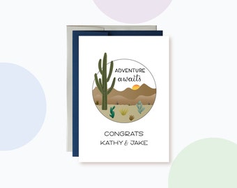 Personalized Wedding Card | Personalized Adventure Awaits Landscape Wedding Wishes Card | Nature congratulations Greeting Card
