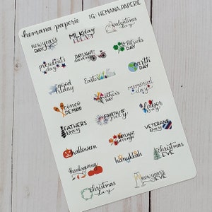 Holiday Planner Stickers, US Holidays, Holiday Icon Journal stickers, Notebook stickers, Academic Planner Stickers, BuJo, Back to School