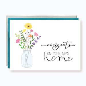 Housewarming Card, Home Sweet Home Card, Congratulations New Home,  New House Card, Floral new Home Greeting Card