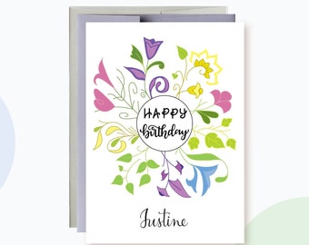 Birthday Card For Mom, Floral Birthday Card, Pretty Birthday Card, Best Friend Card, Birthday Card For kids, Cute Birthday Card for Her