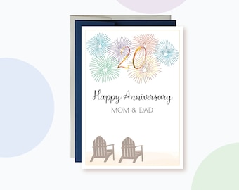 Happy Anniversary Fire Works Card for Parents, Celebrate Milestone years, Happy Anniversary Card for Mom and Dad