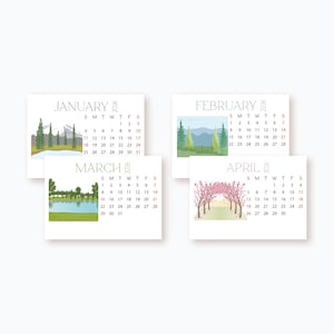 2026 - 2027 Mini Desk Calendar: Outdoorsy Nature Landscapes, Refill Cards, 3.5 x 2.5 inch image 2