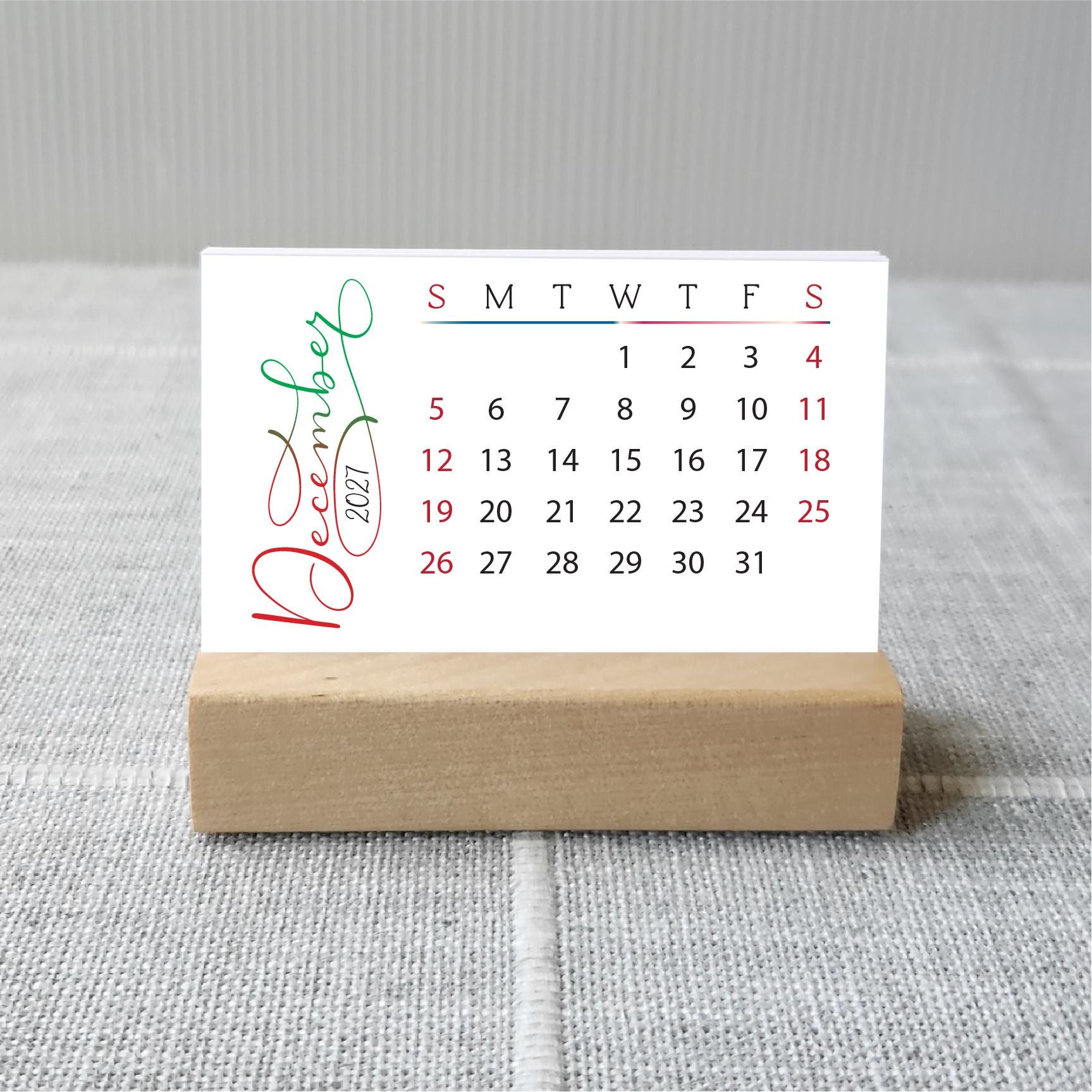 2027 Mini Desk Calendar : Choose Start Month 2026 - 2027, Birch