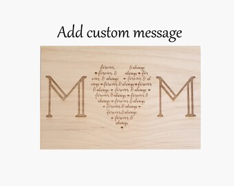 Personalized Wooden card for Mom , Birthday card for Mother, Laser engraved Birthday card for Mom