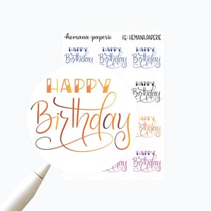24 Simple Happy Birthday stickers |  1.5" in diameter | Elegant Calligraphy Envelope Seals | Gift sticker sheet