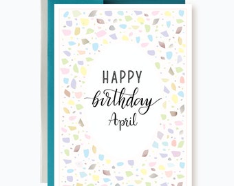 Personalized Terrazzo Birthday card for Friend, Birthday card for Teacher, Birthday Card For Girlfriend, Birthday Card for Daughter