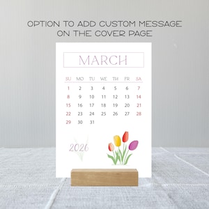 2025 2026 Flowers Desk Calendar, Optional Stand, Choose start month, Academic Year Calendar, Simple Floral Calendar, Graduation Gift