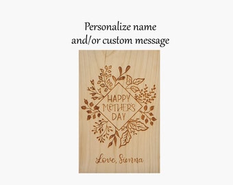 Personalized Wooden Mothers day card , Mother's Day Card, Laser engraved Mother's day card