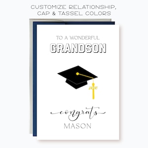 Personalized Grandson Graduation Card: Class of 2026, Custom Cap Colors