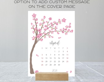 2026 - 2027 Desk Calendar: Seasonal Calendar with Optional Wood Stand, Refill Cards