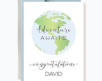 Personalized congratulations card, Custom Retirement Card, Adventure Awaits, Farewell Card for coworker, Leaving Card, Goodbye card