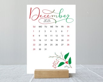 2024 2025 Calendar | Choose start month | 12 Month Seasonal Desk Calendar with optional stand | Holiday Gift | Birthday Gift