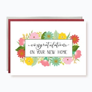 Housewarming Floral Card, Home Sweet Home Card, Congratulations New Home,  New House Card, New Home Greeting Card