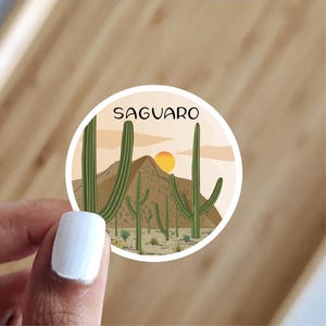 Mini Saguaro National Park Waterproof sticker | 1.5 x 1.5 inch | Arizona National Parks | Outdoorsy Sticker | stocking stuffers
