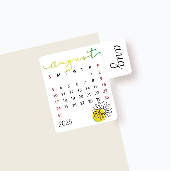 2026 - 2027 Mini Calendar 12 monthly planner Stickers with tabs, Choose start month, Sunday or Monday start, Journal