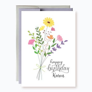 Personalized Birthday card, Colorful Flowers , Birthday card for her, Wild Flowers Birthday Card