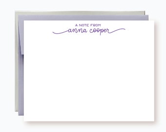 Set of 10 Personalized Flat Note Cards | Custom Note Cards | Personalized Stationery Set | Personalized Flat Note Card Set | Calligraphy