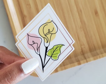 Calla Lilly Floral Bouquet Waterproof sticker | 2.3x3