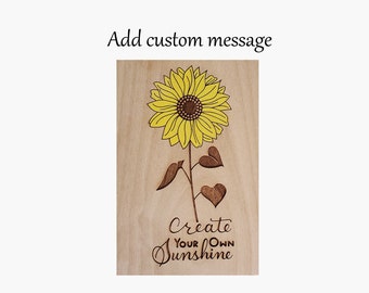 Personalized wooden Inspirational quote card , Laser engraved wooden personalized birthday card, Gift for New Home