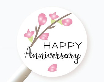 24 Happy Anniversary stickers | Envelope Seals | Gift stickers | Floral Anniversary Stickers | Floral stickers