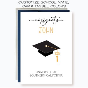 Personalized 2025 Grad card, Personalize school name Cap and Tassel colors, Graduation Card, Congrats Grad, Congratulation on Graduation