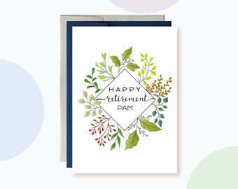 Personalized Retirement Card, Custom Name Happy Retirement Card, Nature retirement card, Greenery Wreath Retirement Card