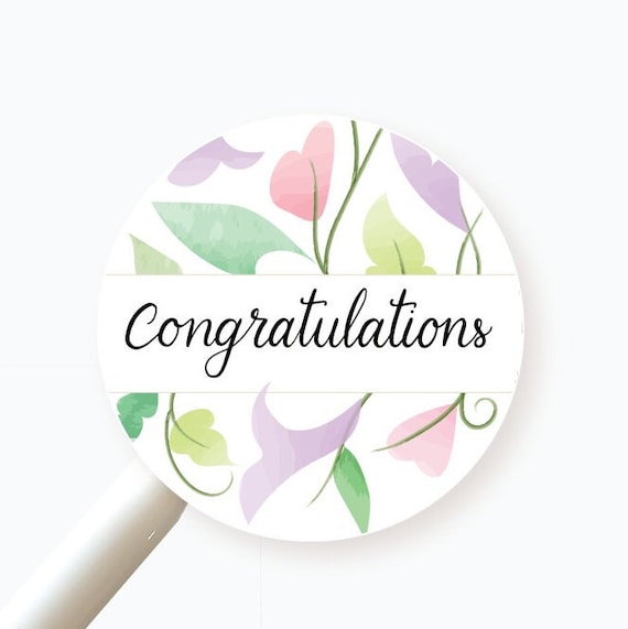 24 Congratulations stickers Envelope Seals Gift stickers Floral wedding Stickers Floral stickers