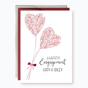 Personalized Engagement Card | Two Hearts Happy Engagement Card | Personalize names
