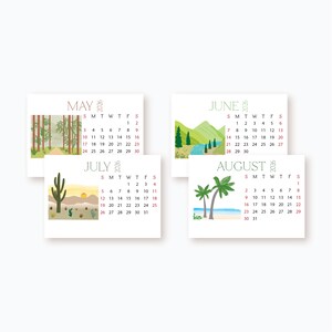 2026 - 2027 Mini Desk Calendar: Outdoorsy Nature Landscapes, Refill Cards, 3.5 x 2.5 inch image 3