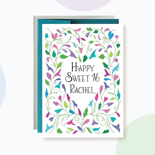 16th Birthday Card, Sweet 16 Card, Sweet Sixteen Card, Sixteenth Birthday card, Happy 16th Birthday, Happy Birthday