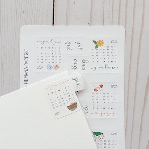 2024 2025 Mini Calendar, Choose start month, 12 monthly planner Stickers with tabs, Sunday or Monday start, Academic Year Calendar