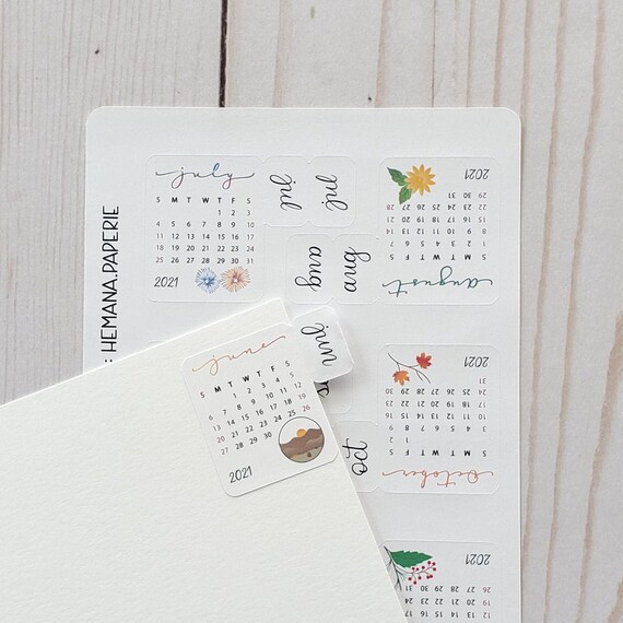 12 MONTHLY PLANNER Stickers.Journal Calendars.Journal Stickers