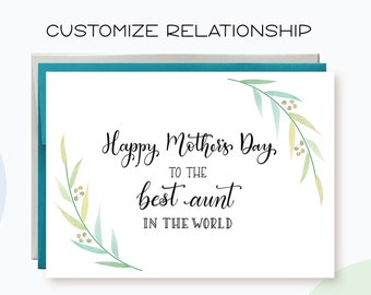 Mothers Day Card for Aunt| Happy Mothers Day Card For Aunt | Mother's Day Card for Aunt | Best Aunt in the world | Card for Mom