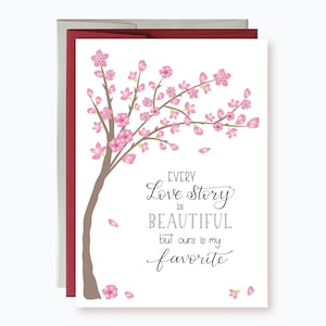 Love Story Valentine Day Card, Cherry Blossom Valentine card