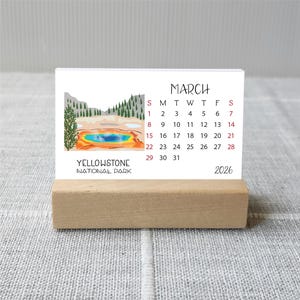 2026 - 2027 Mini National Parks Desk Calendar, Choose start month, Stand option, 3.5 x 2.5 inch, Refill Cards, Sunday or Monday Start
