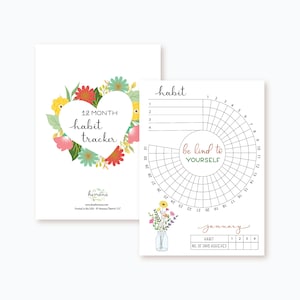 12 month Habit tracker | Daily Habit Tracker | Track your goals | Birthday Gift | Holiday Gift | Floral Inspirational Tracker