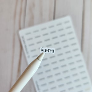 Menu Sticker Sheet, Black Print, Gold Foil, Rose Gold Foil, Silver Foil, Functional Planner sticker, Journal sticker, Notebook sticker, BUJO