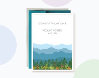 Personalized Wedding Card, Smoky Mountains Landscape Card For Summer and Fall Wedding, Outdoor Wedding, Congratulations on your wedding