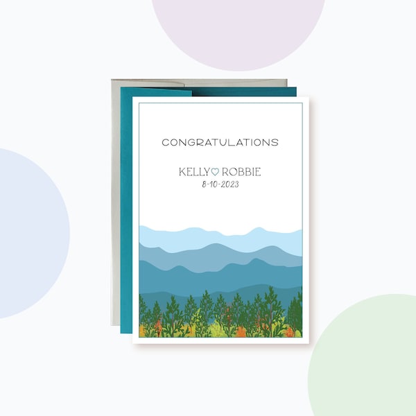 Personalized Wedding Card, Smoky Mountains Landscape Card For Summer and Fall Wedding, Outdoor Wedding, Congratulations on your wedding