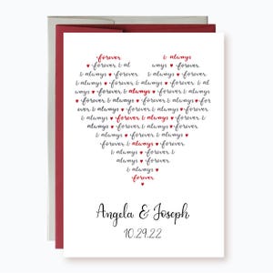 Personalized Wedding Card, Forever and Always Heart Card For Wedding Day, Congratulations on your wedding day, Celebrate Love