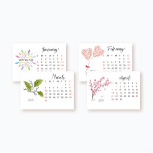 2024 2025 Mini Desk Calendar for 12 months, Stand option, Choose start month, 3.5 x 2.5 inch, Sunday or Monday start, Academic Year Calendar image 2