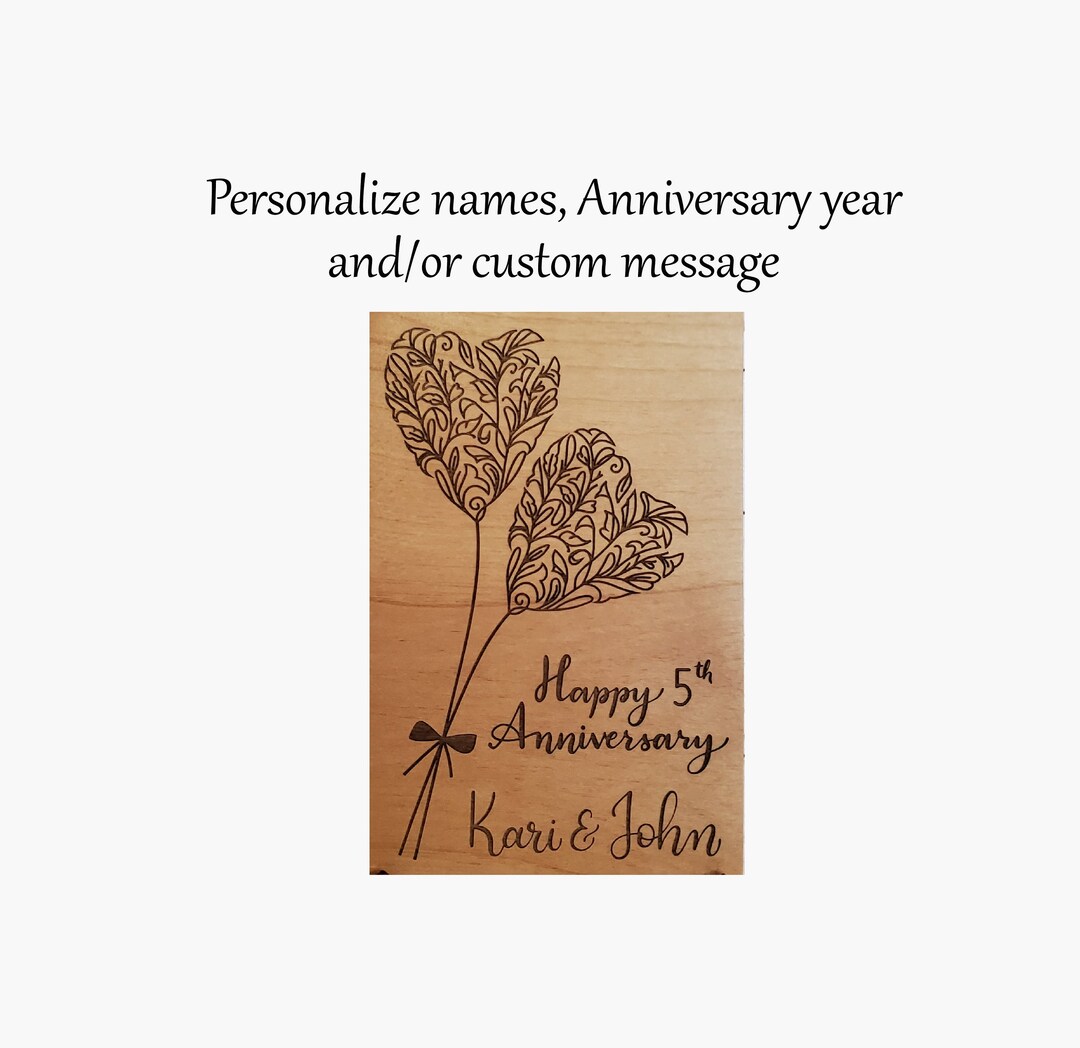 Personalized Anniversary Wood Card Wooden Anniversary Card Etsy