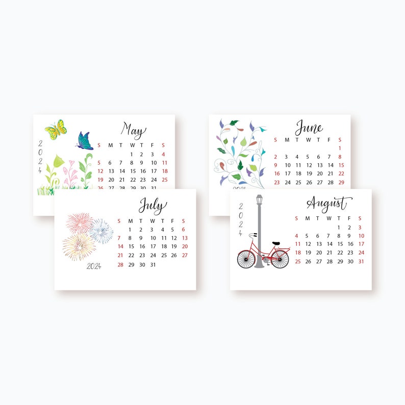 2024 2025 Mini Desk Calendar for 12 months, Stand option, Choose start month, 3.5 x 2.5 inch, Sunday or Monday start, Academic Year Calendar image 3