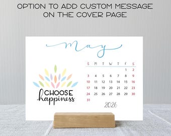 2026 - 2027 Horizontal Desk Calendar: Inspirational, Motivational, Optional Stand, Choose Start Month