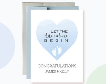 Baby Shower Card Personalized, New Baby Boy card, Baby Celebrations Card, Baby Congratulations, Baby Boy Congrats, Welcome to the World